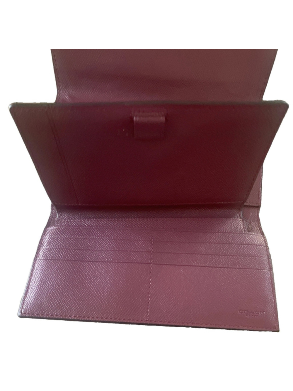 Coach Burgundy Snap-Flap Trifold Wallet w/ Credit Card Slots & Zip Coin Pock - Picture 3 of 8